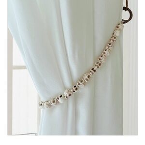 White Gothic skull curtain tiebacks